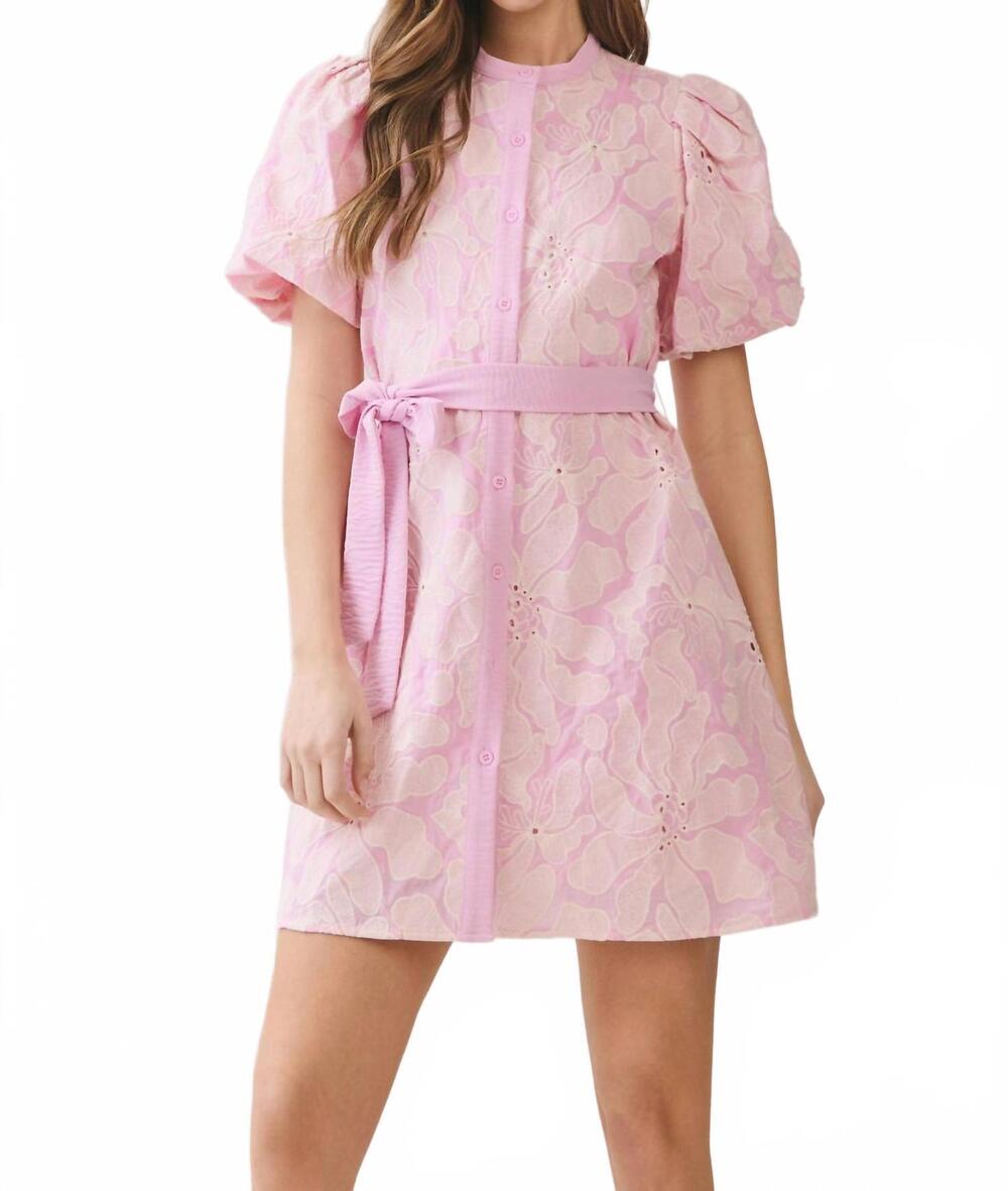 NEW TCEC faye floral eyelet mini dress in pink